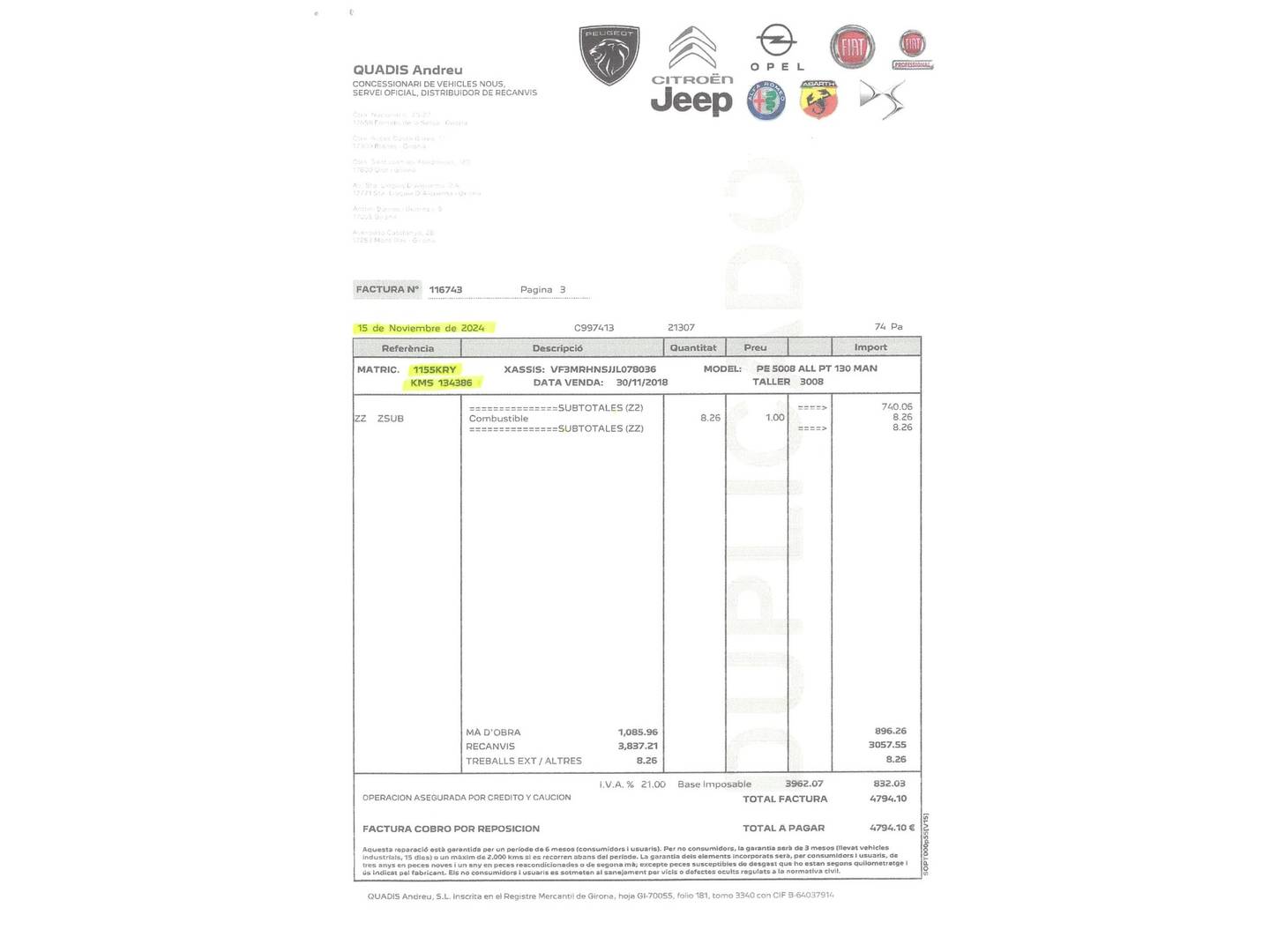 Foto del mantenimiento del Peugeot 5008 Peugeot 5008 PureTech 130 S&S Allure (130 CV)