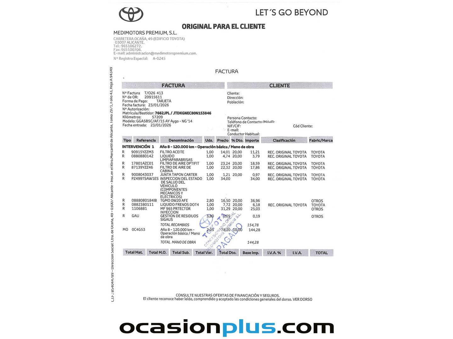 Foto del mantenimiento del Toyota Aygo Toyota Aygo 1.0 70 x-play (69 CV)