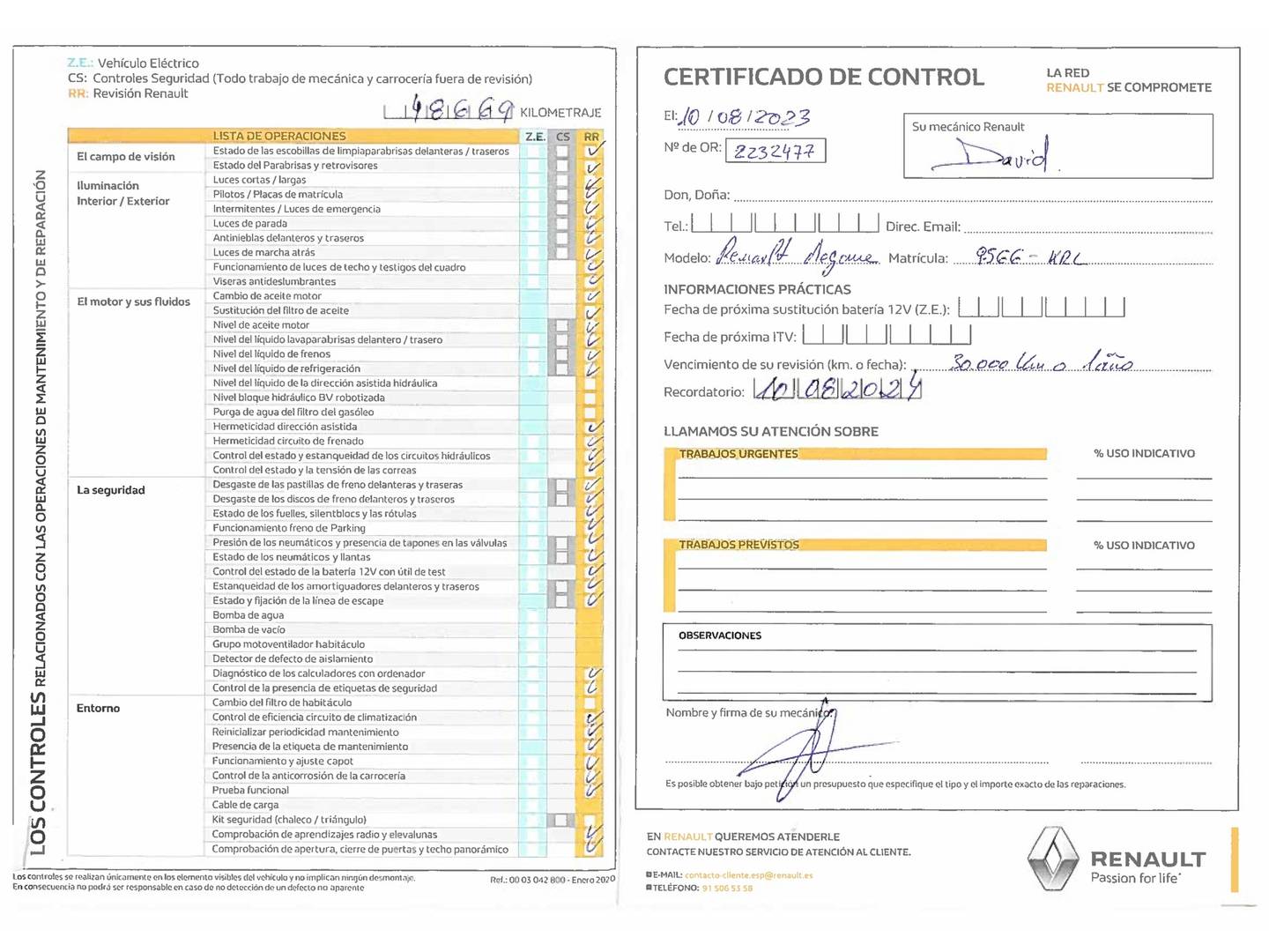 Foto del mantenimiento del Renault Mégane Renault Megane Limited TCe (140 CV) GPF