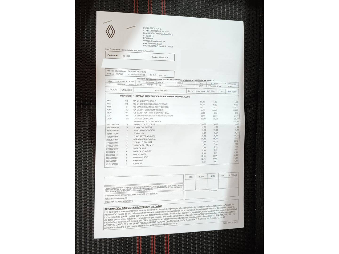 Foto del mantenimiento del Renault Clio Renault Clio RS Line TCe GPF (100 CV)