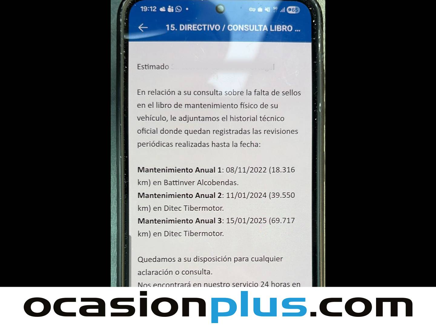 Foto del mantenimiento del Volvo XC90 Volvo XC90 T8 Recharge Inscription Expression AWD Auto (390 CV) 7 Plazas