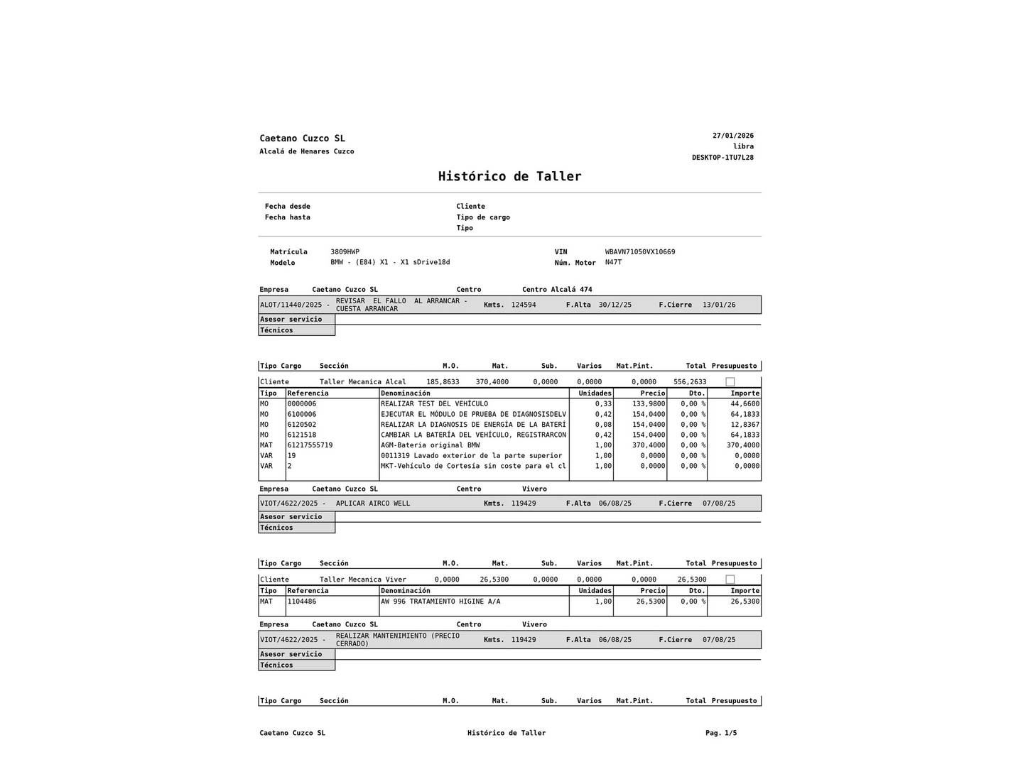 Foto del mantenimiento del BMW X1 BMW X1 sDrive18d (143 CV)