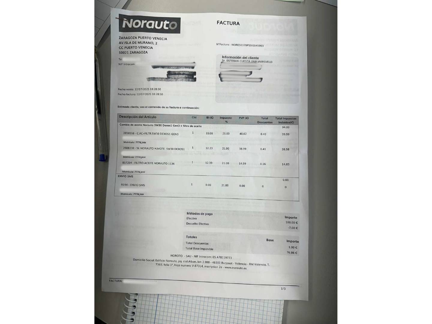 Foto del mantenimiento del Opel Zafira Tourer Opel Zafira Tourer 1.4 Turbo S&S Excellence (140 CV) 7 Plazas