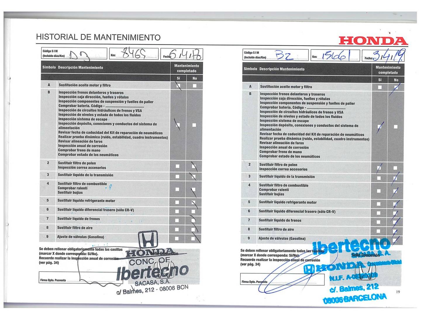 Foto del mantenimiento del Honda HR-V Honda HR-V 1.5 i-VTEC Executive (130 CV)