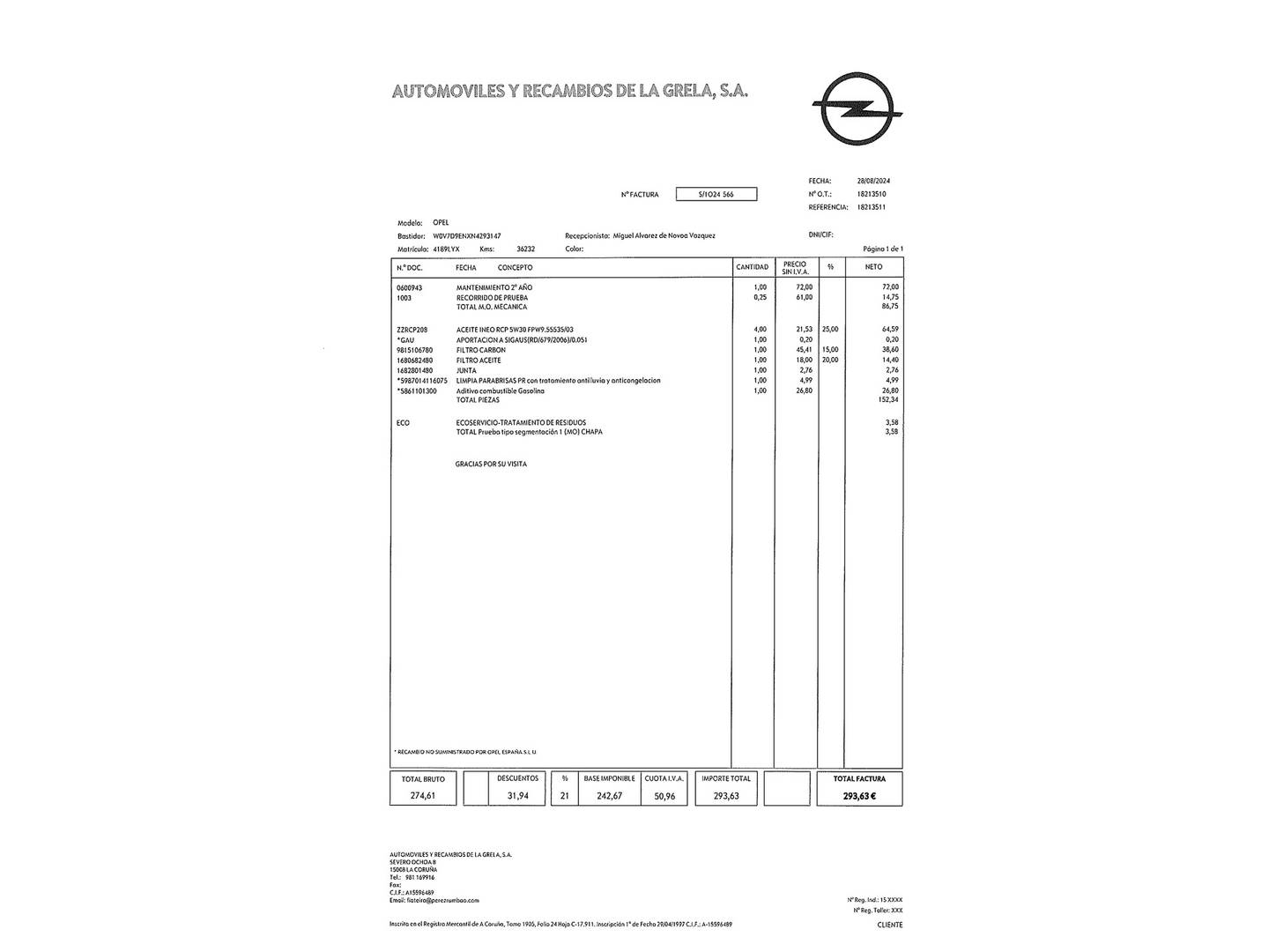 Foto del mantenimiento del Opel Crossland Opel Crossland 1.5D GS Line (110 CV)