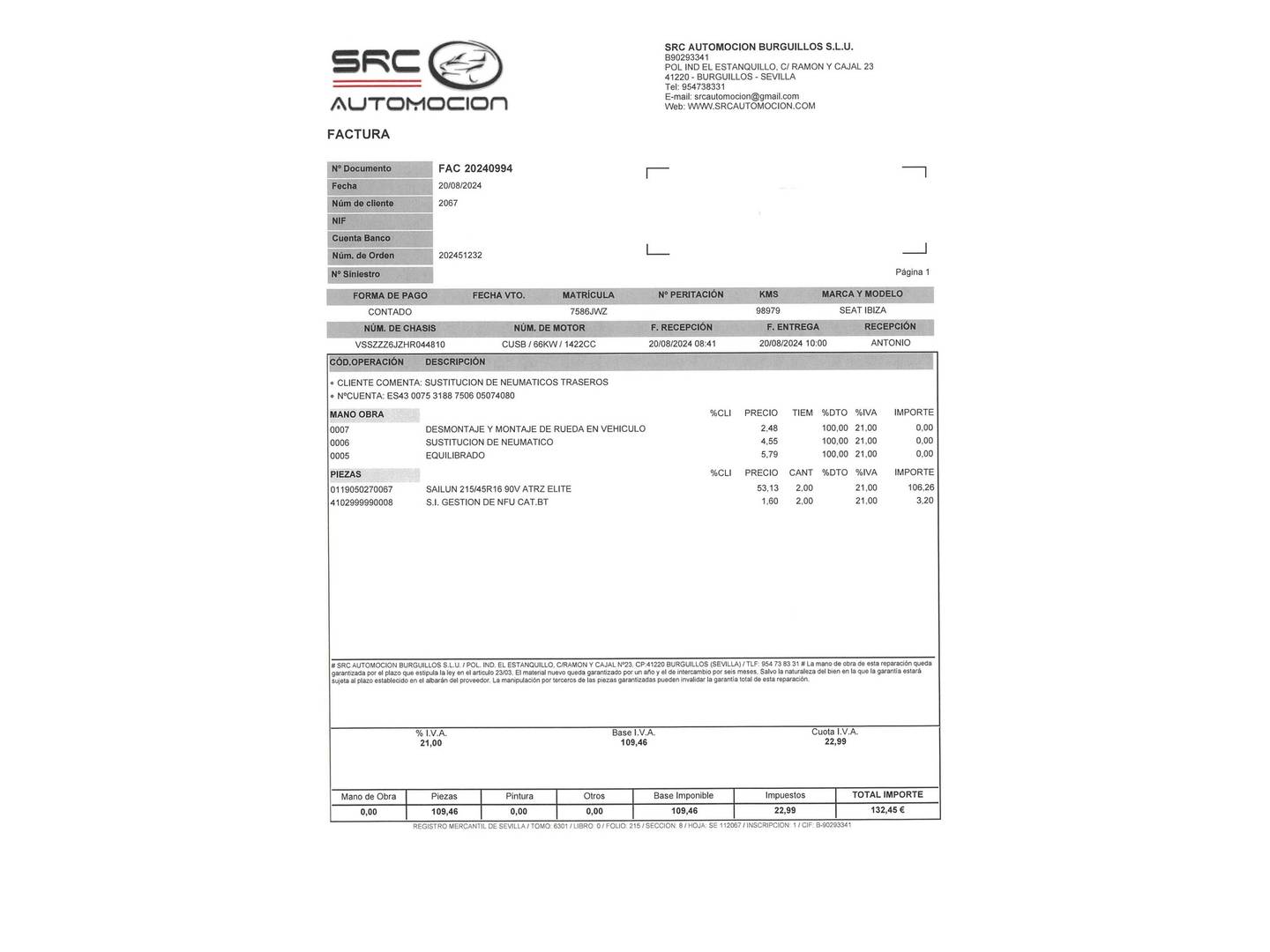 Foto del mantenimiento del Seat Ibiza Seat Ibiza 1.4 TDI Style Connect (90 CV)