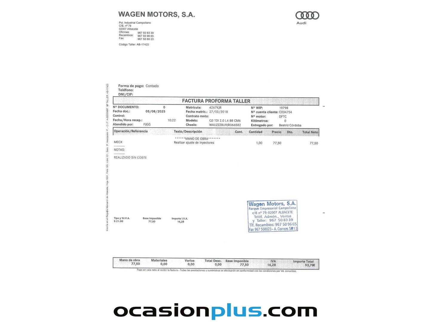 Foto del mantenimiento del Audi Q3 Audi Q3 Attraction 2.0 TDI (120 CV)