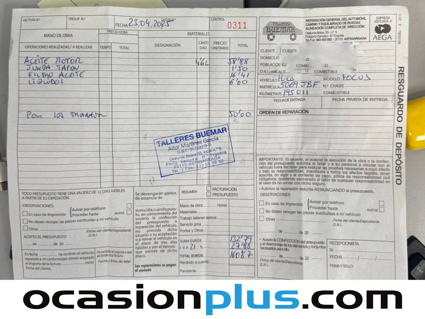 Foto del mantenimiento del Ford Focus Ford Focus 1.0 EcoBoost S&S Edition (125 CV)