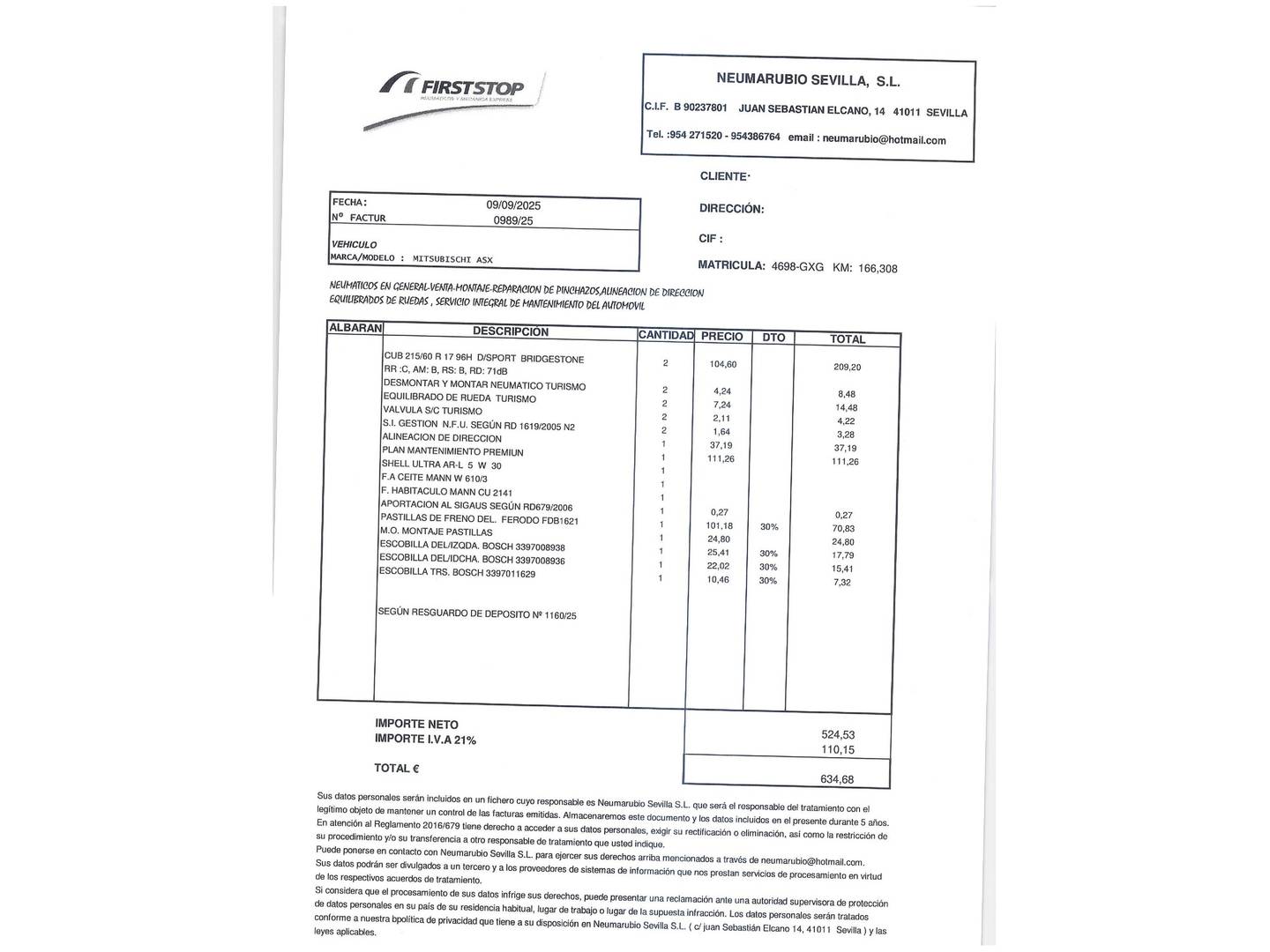 Foto del mantenimiento del Mitsubishi ASX Mitsubishi ASX 200 DI-D Motion 4WD (150 CV)
