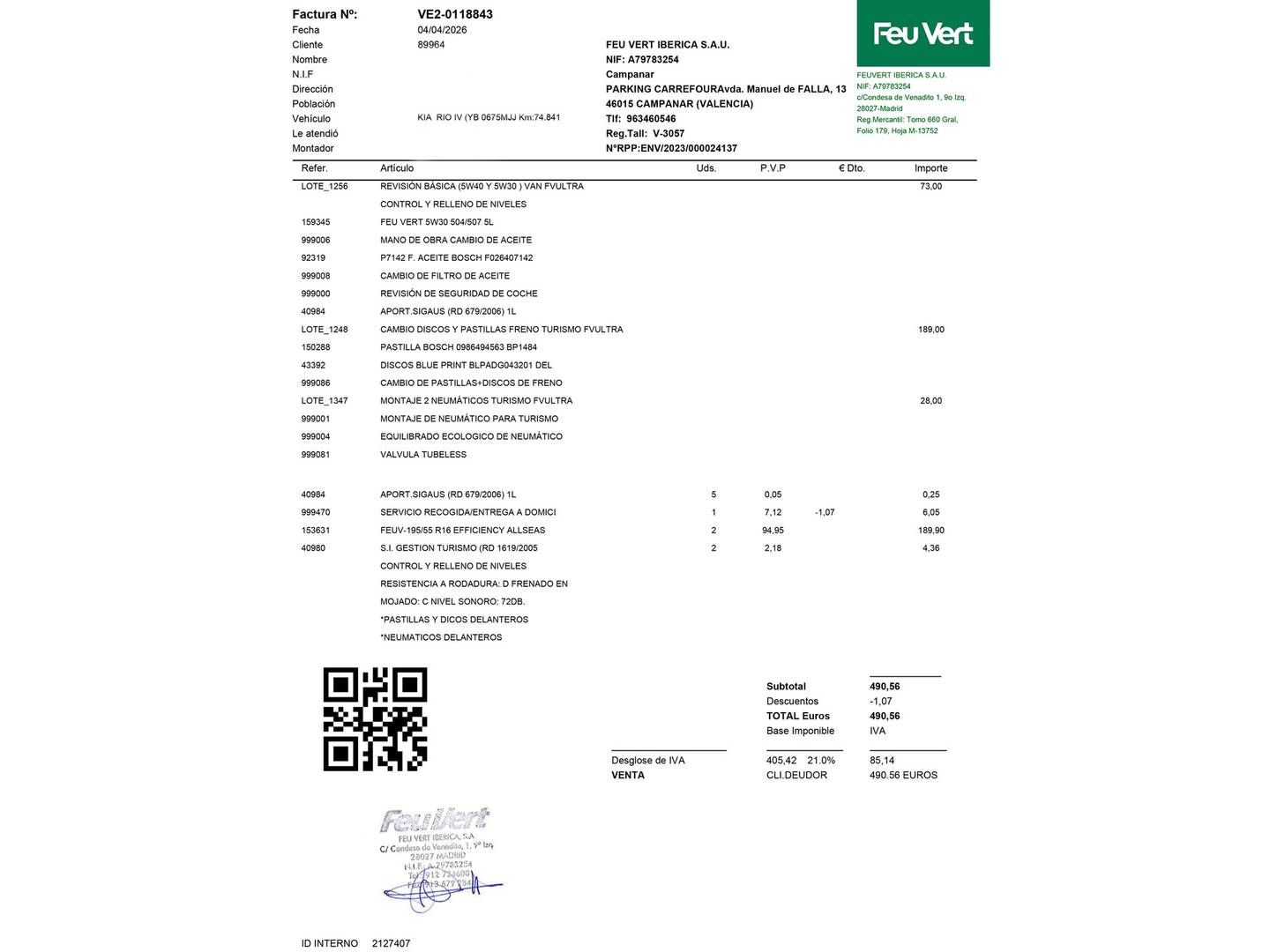 Foto del mantenimiento del KIA Rio KIA Rio 1.0 T-GDi MHEV iMT Drive (100 CV)