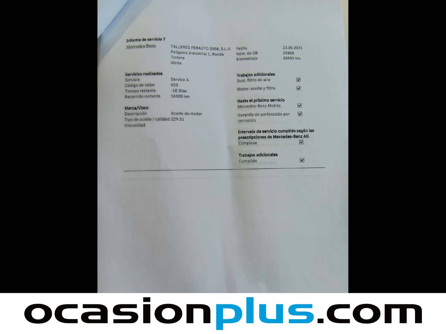 Foto del mantenimiento del Mercedes Clase A Mercedes Clase A 180 CDI Urban Pack AMG (109 CV)