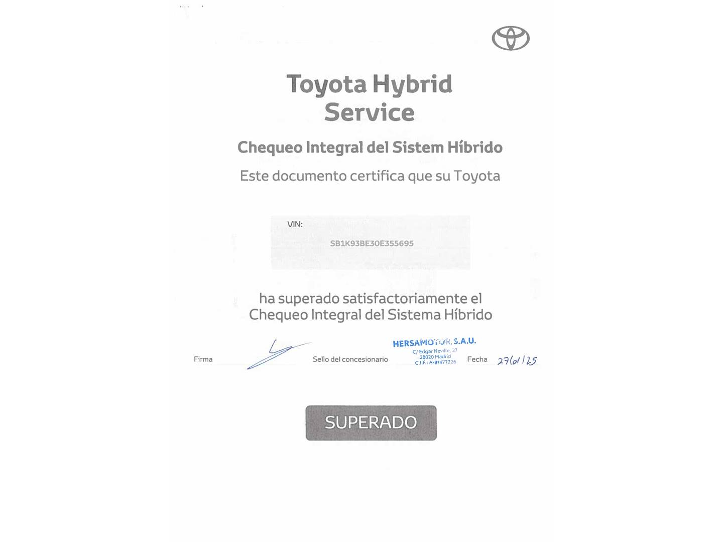 Foto del mantenimiento del Toyota Corolla Toyota Corolla 1.8 125 Híbrido Active Tech E-CVT (122 CV)
