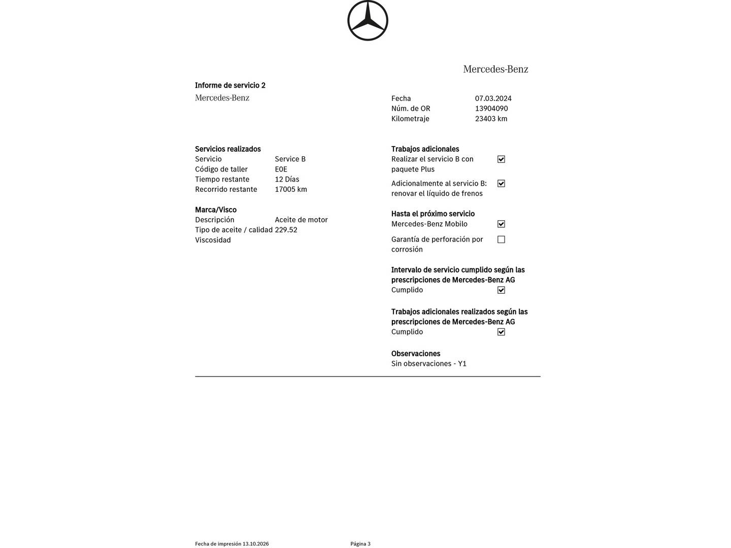 Foto del mantenimiento del Mercedes GLA Mercedes GLA 200 D (150 CV) Pack AMG