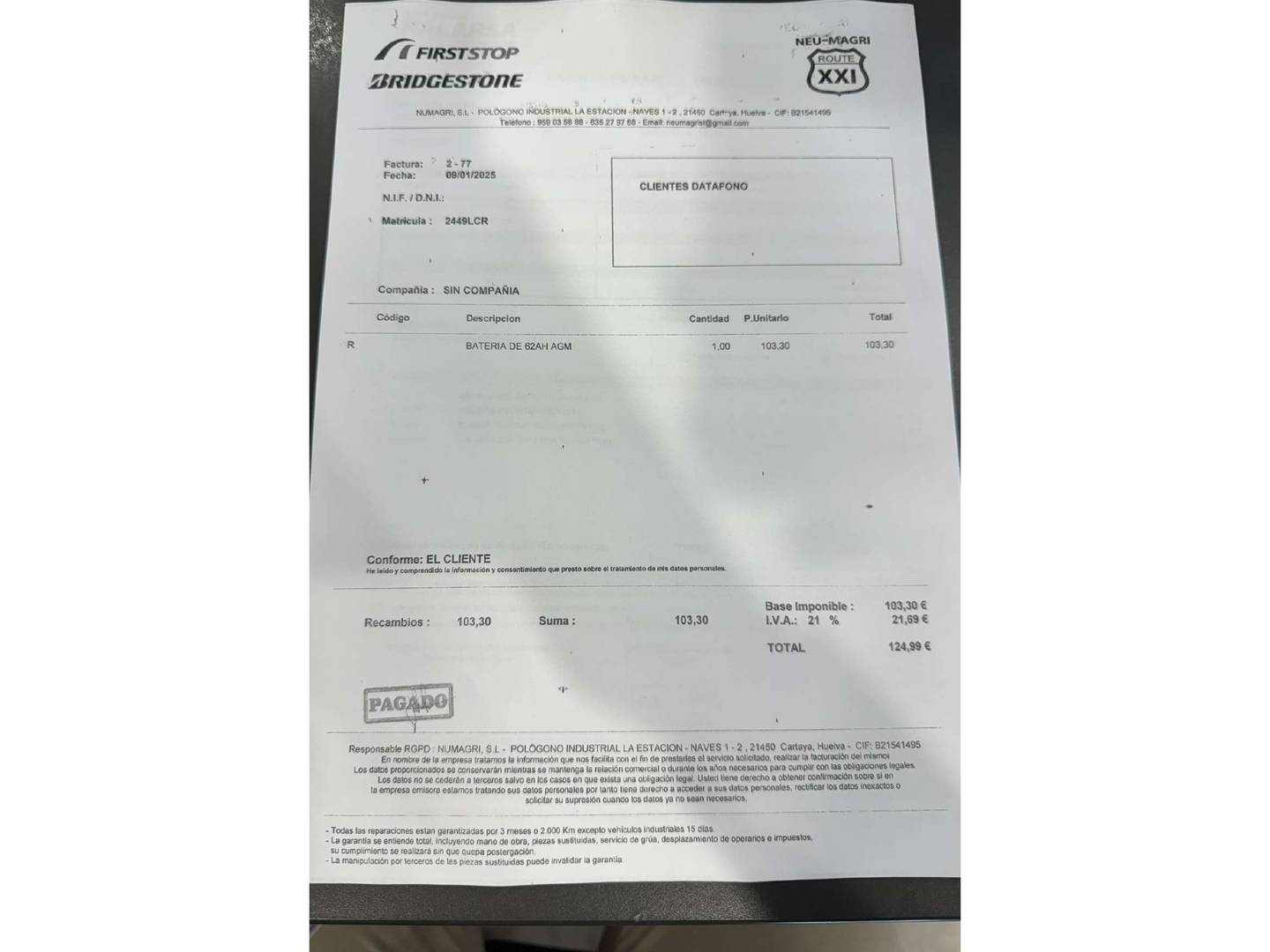 Foto del mantenimiento del Hyundai Kona Hyundai Kona 1.0 TGDI SLE 4x2 (120 CV)