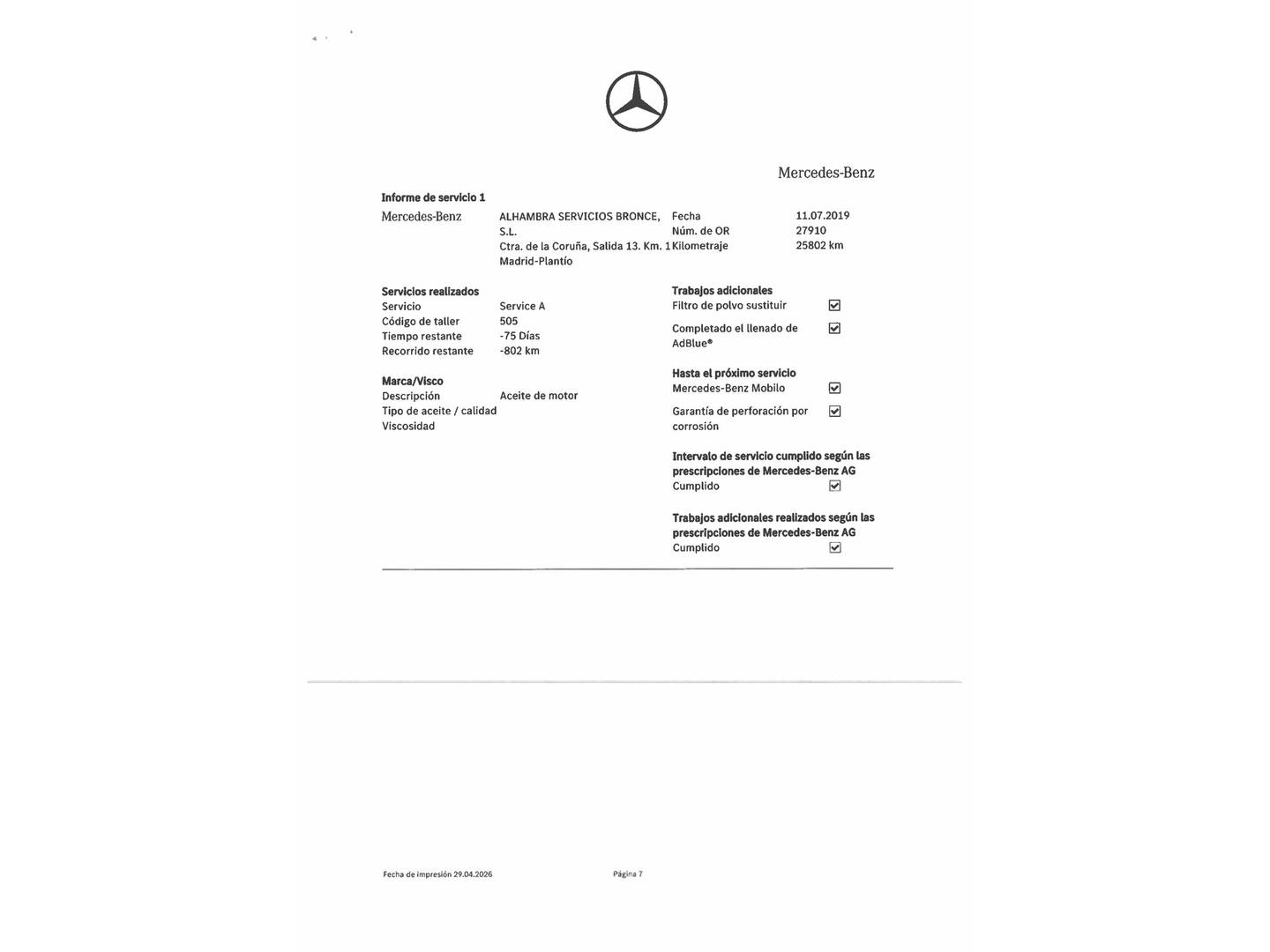 Foto del mantenimiento del Mercedes CLS Mercedes Clase CLS CLS 350 d 4Matic (286 CV) Pack AMG