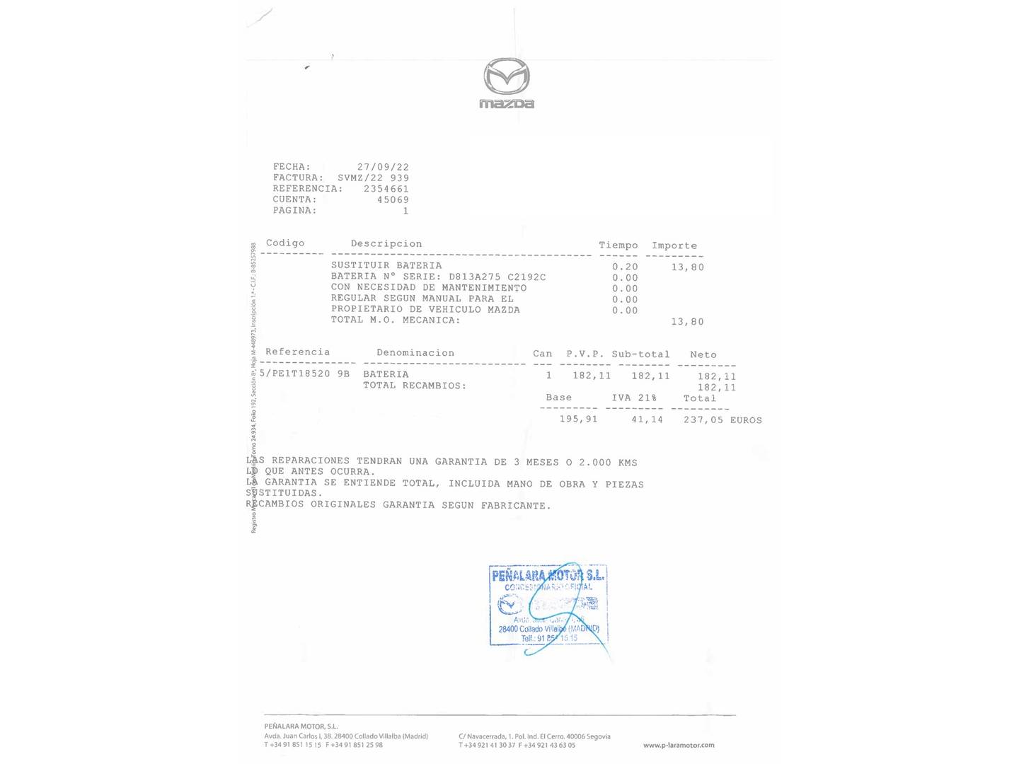 Foto del mantenimiento del Mazda CX-5 Mazda CX-5 2.0 G Zenith White 2WD AT (165 CV)