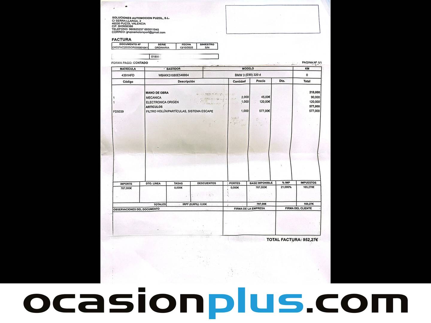 Foto del mantenimiento del BMW Serie 3 BMW Serie 3 320d Coupe (184 CV)