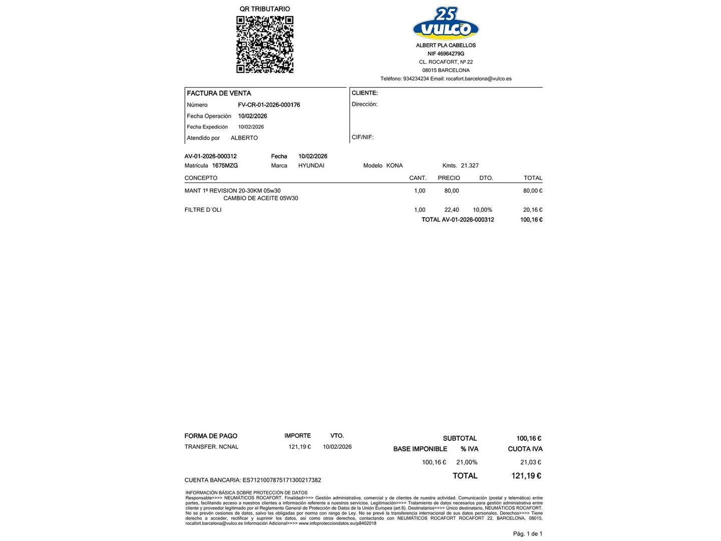 Foto del certificado del Hyundai Kona Hyundai Kona 1.6 GDI HEV Maxx DT (129 CV)