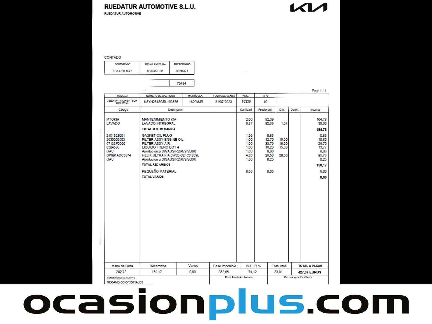 Foto del mantenimiento del KIA Ceed KIA Ceed 1.5 MHEV Tech DCT (160 CV)