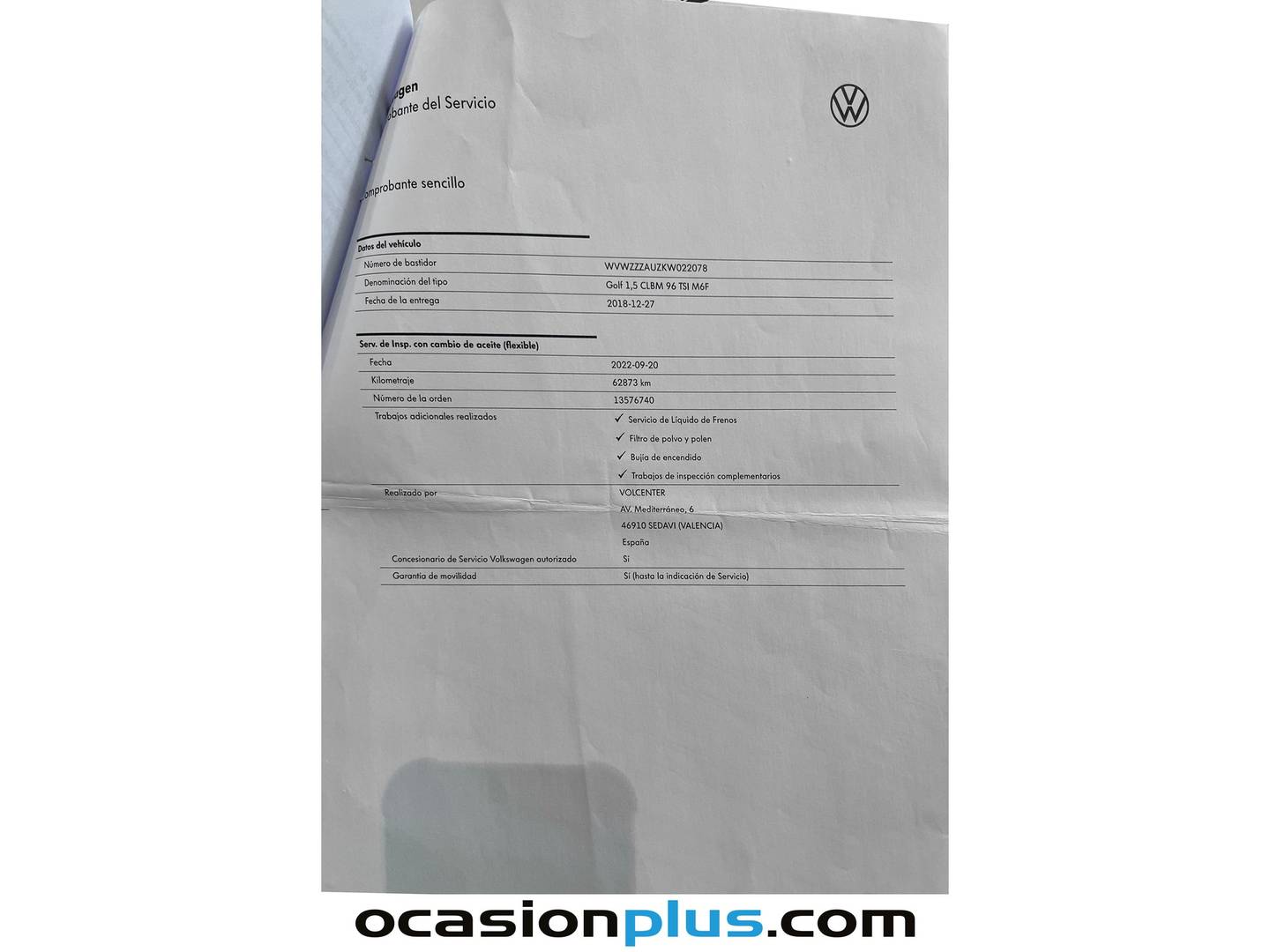 Foto del mantenimiento del Volkswagen Golf Volkswagen Golf Advance 1.5 TSI Evo BM (130 CV)