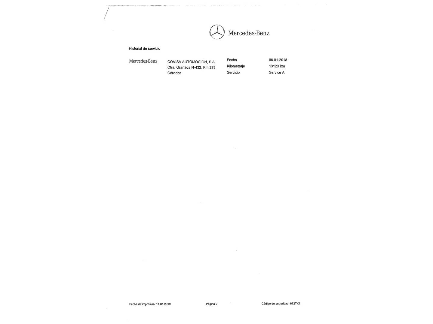 Foto del mantenimiento del Mercedes GLA Mercedes GLA 200 d Urban (136 CV)