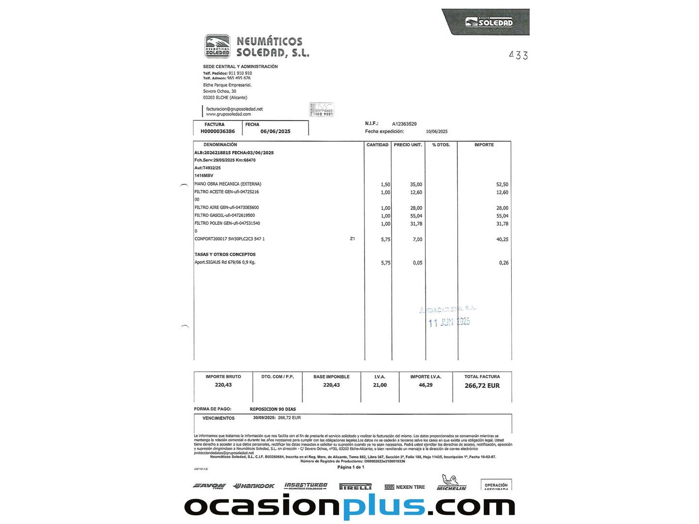 Foto del mantenimiento del Peugeot Expert Peugeot Expert Furgon BlueHDi 120 S&S Pro Standard (120 CV)