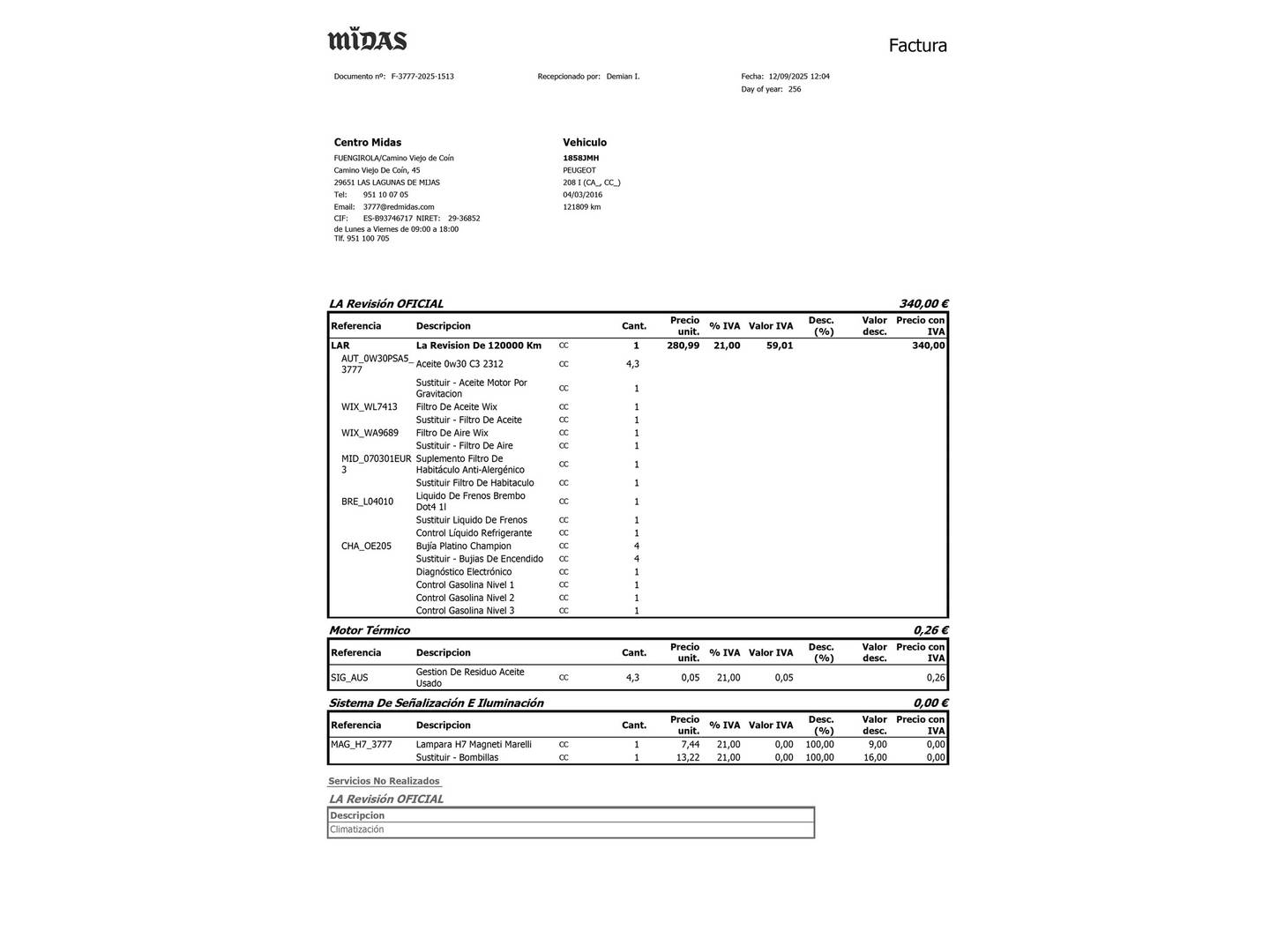 Foto del mantenimiento del Peugeot 208 Peugeot 208 GTi (208 CV)