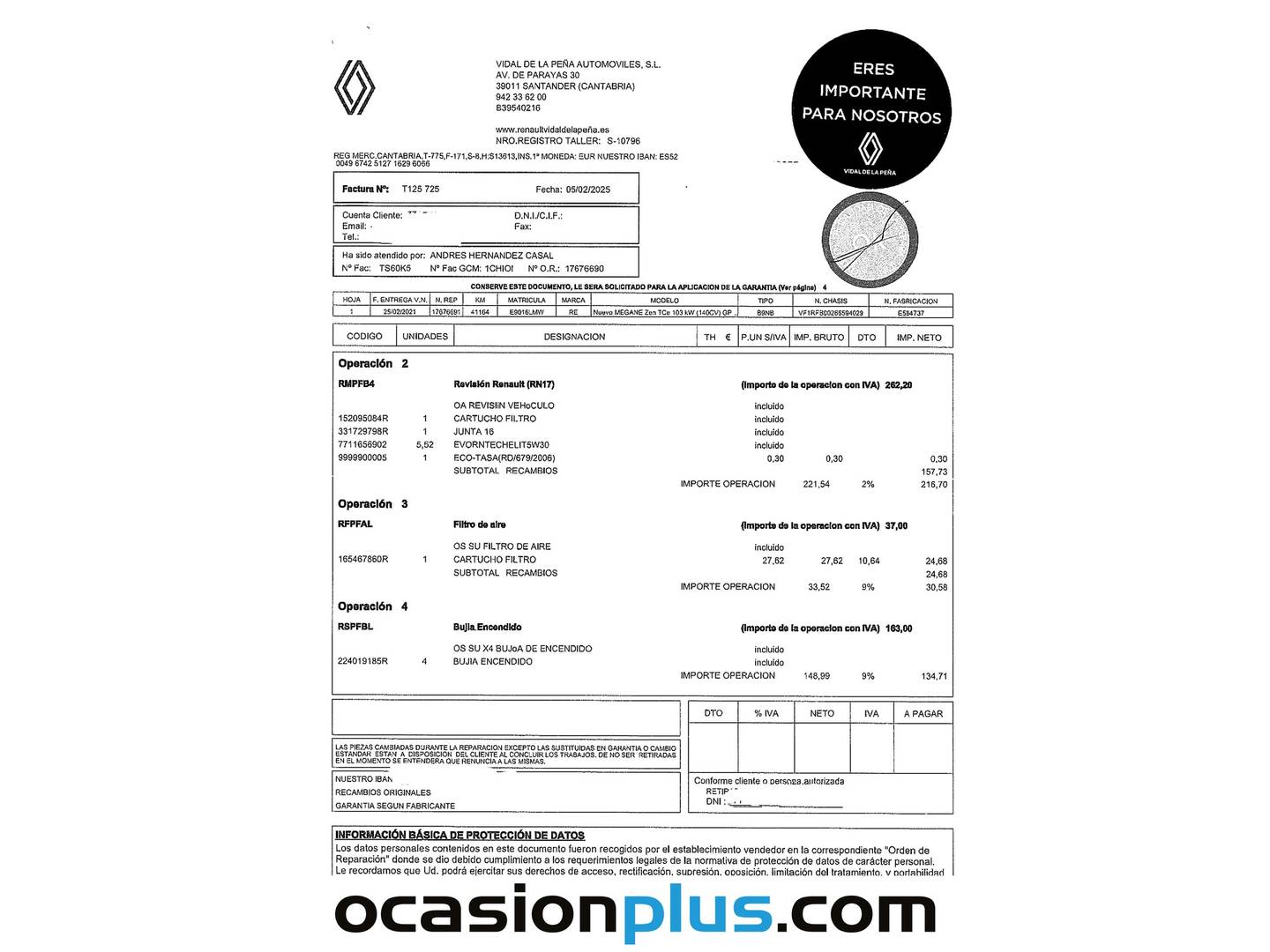 Foto del mantenimiento del Renault Mégane Renault Megane Zen TCe  (140 CV) GPF
