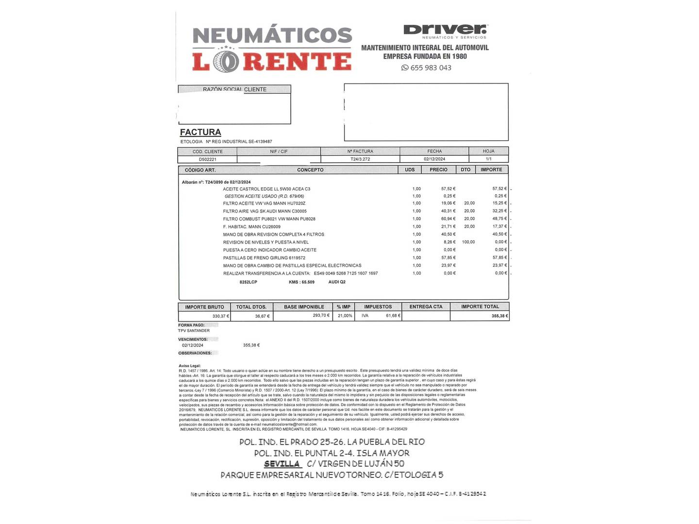 Foto del mantenimiento del Audi Q2 Audi Q2 Advanced 30 TDI (116 CV) S tronic
