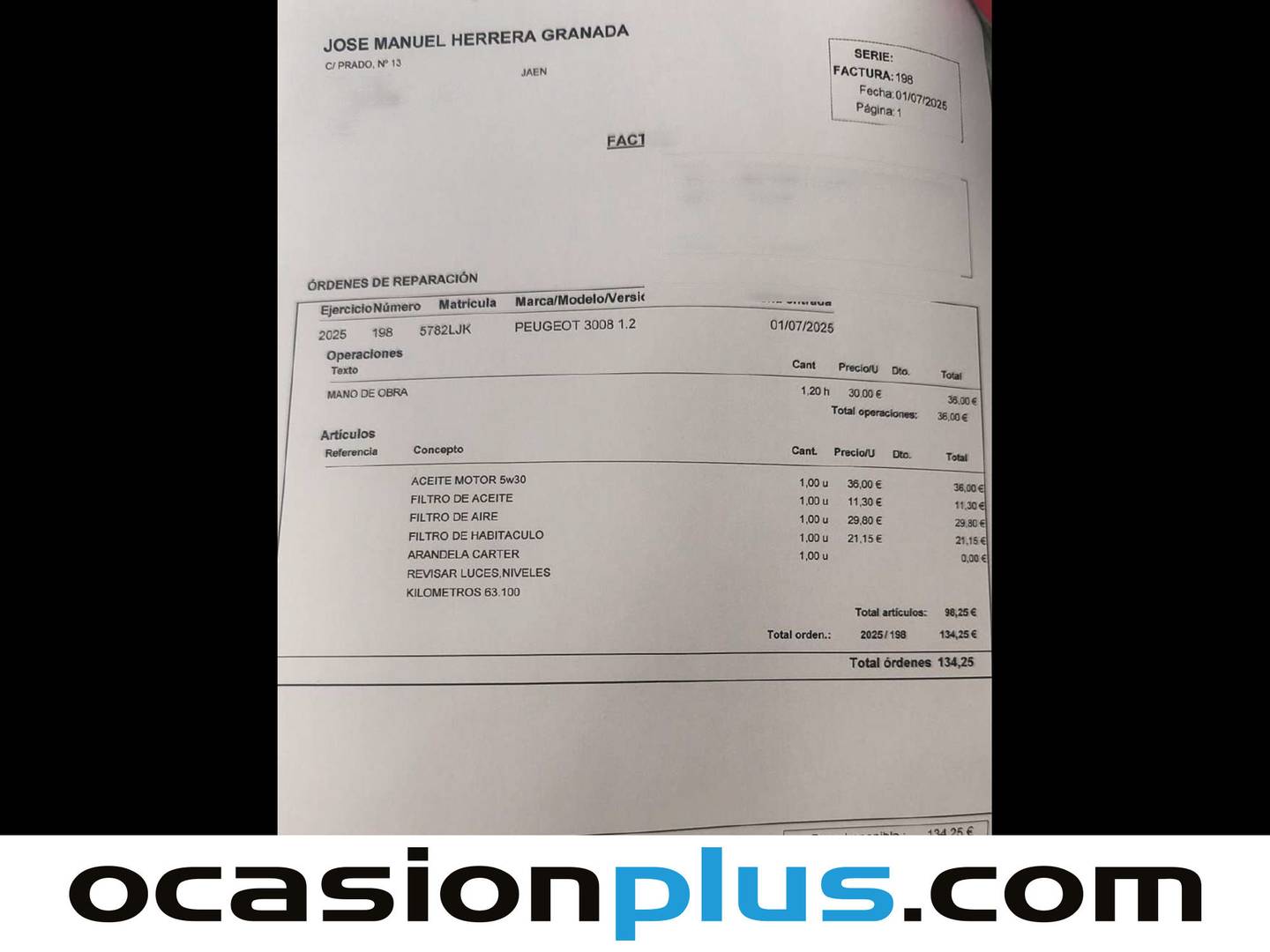 Foto del mantenimiento del Peugeot 3008 Peugeot 3008 PureTech 130 Allure EAT8  (130 CV)