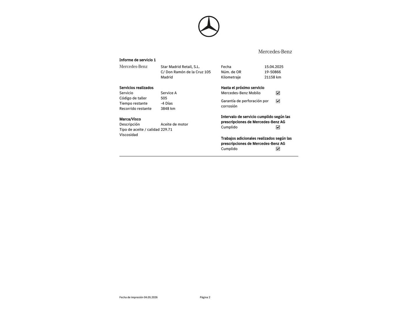 Foto del mantenimiento del Mercedes Clase A Mercedes Clase A 250 e (218 CV) Pack AMG