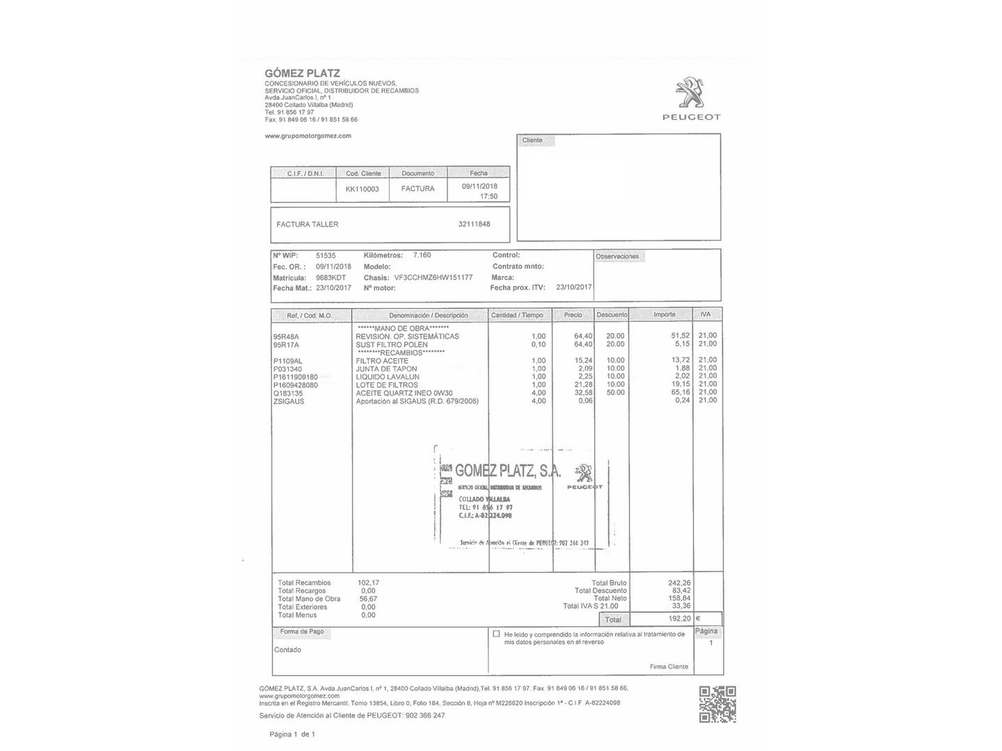 Foto del mantenimiento del Peugeot 208 Peugeot 208 PureTech 82 Style (82 CV)