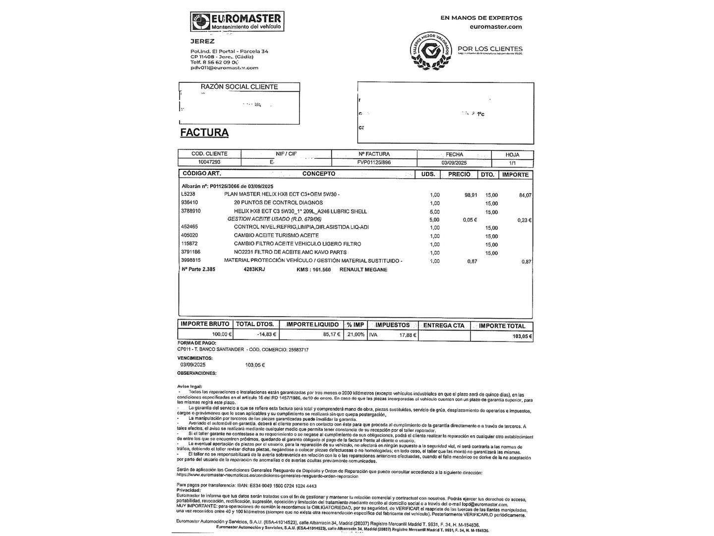 Foto del mantenimiento del Renault Mégane Renault Megane Sport Tourer Limited Energy TCe (130 CV)