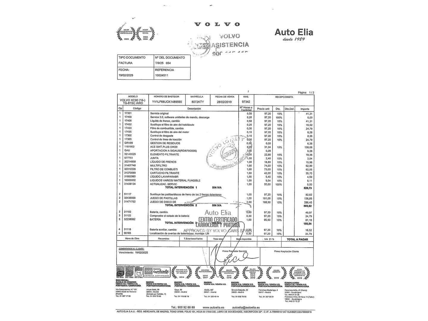 Foto del mantenimiento del Volvo XC90 Volvo XC90 D5 Momentum AWD Auto (235 CV) 7 Plazas