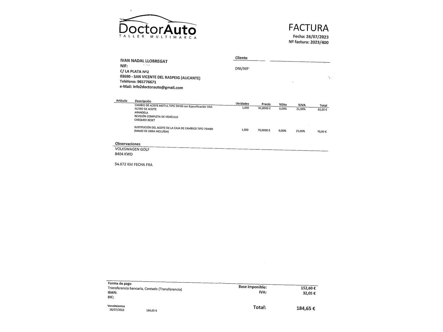 Foto del mantenimiento del Volkswagen Golf Volkswagen Golf 1.5 TSI Evo Sport (150 CV) Pack R-Line