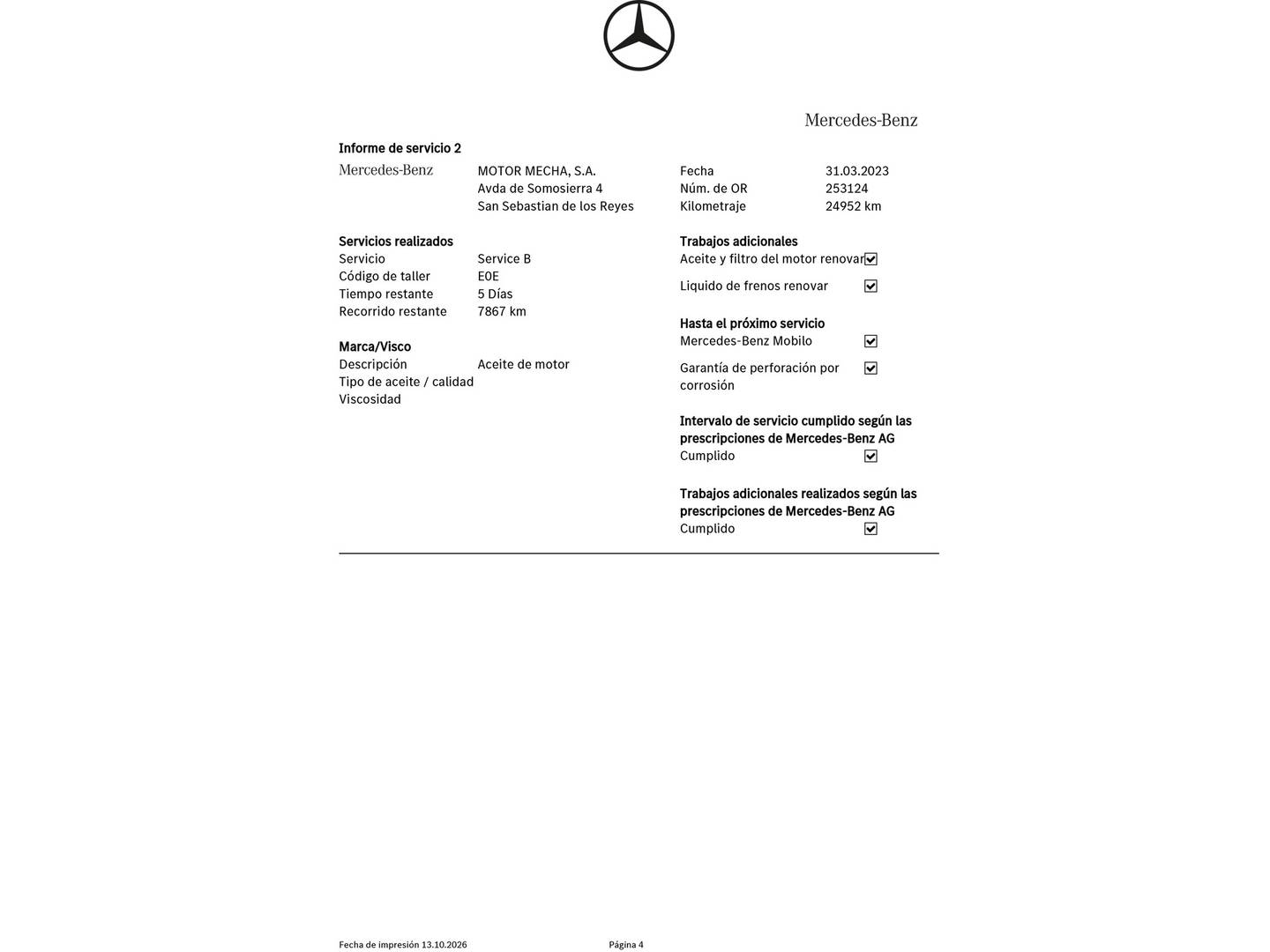 Foto del mantenimiento del Mercedes Clase A Mercedes Clase A 180 d (116 CV) Pack AMG