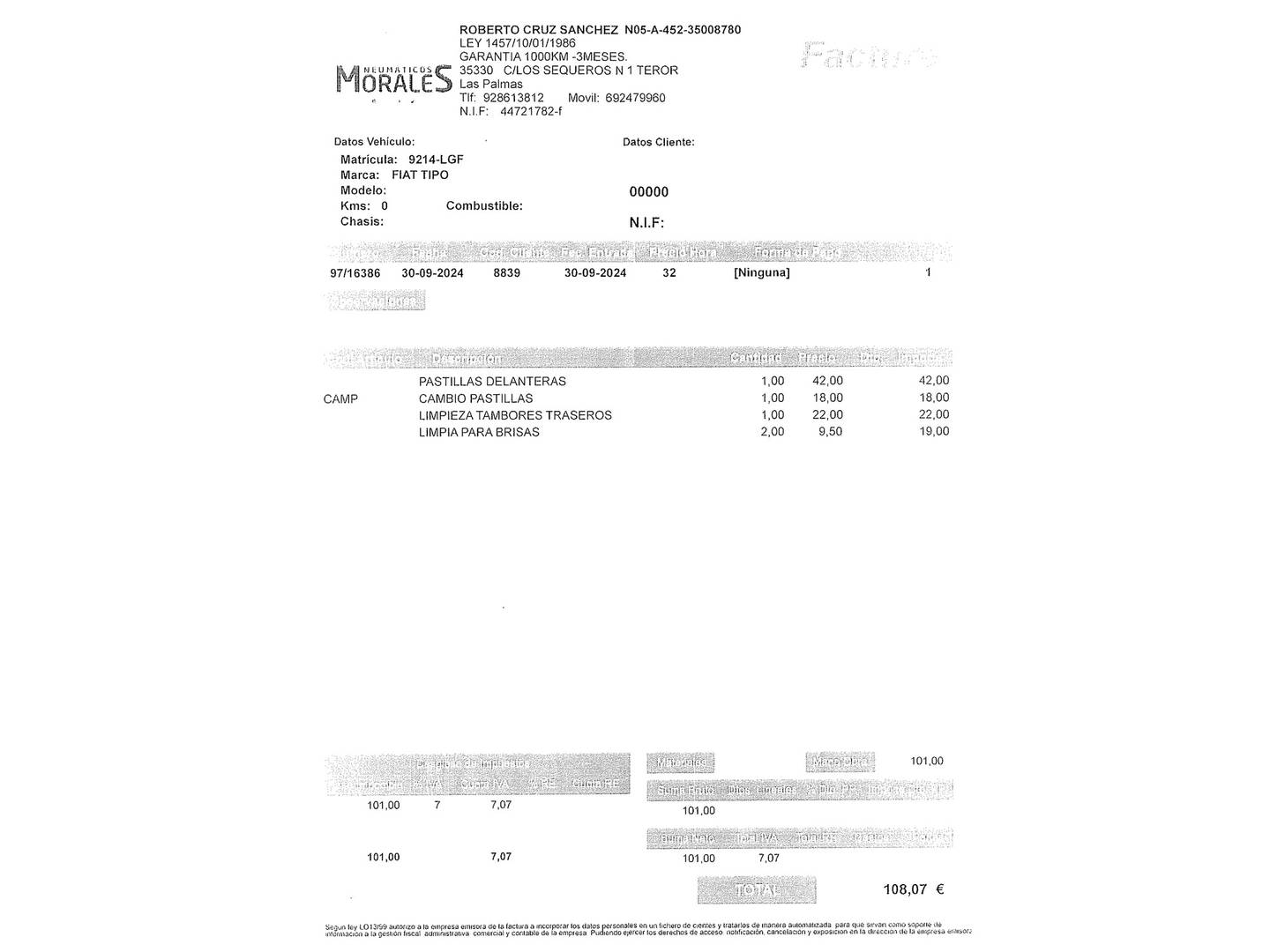 Foto del mantenimiento del Fiat Tipo Fiat Tipo 1.4 Fire Lounge (95 CV)