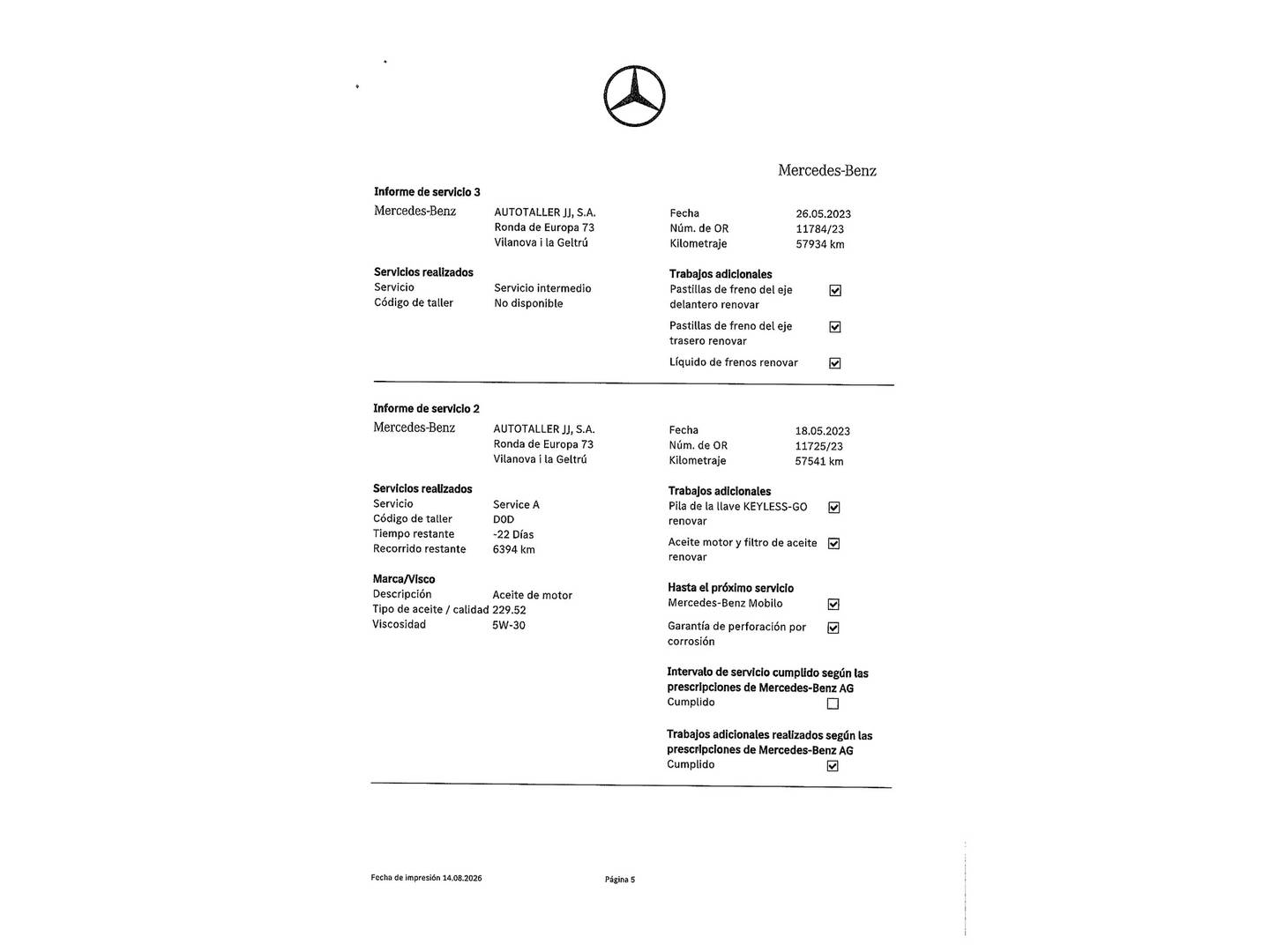Foto del mantenimiento del Mercedes Clase E Mercedes Clase E 220 d Cabrio (194 CV) Pack AMG