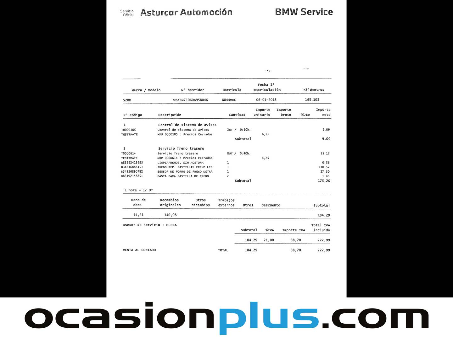 Foto del mantenimiento del BMW Serie 5 BMW Serie 5 520d Touring (190 CV)
