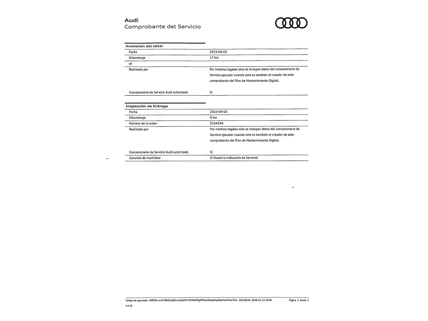 Foto del mantenimiento del Audi Q5 SPORTBACK Audi Q5 Sportback Black line 40 TDI quattro-ultra (204 CV) S tronic