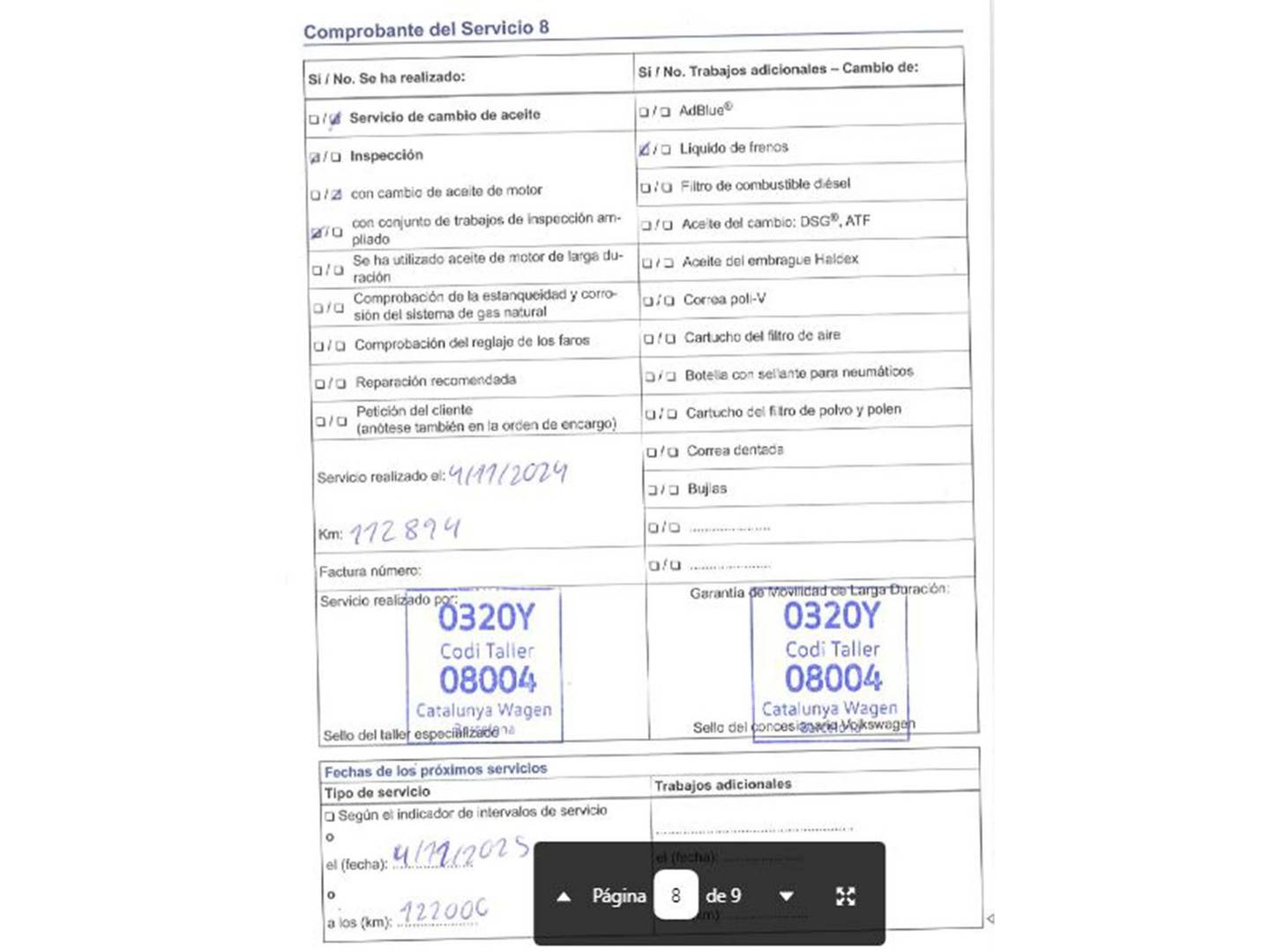 Foto del mantenimiento del Volkswagen Passat Volkswagen Passat Advance 2.0 TDI BMT (150 CV)