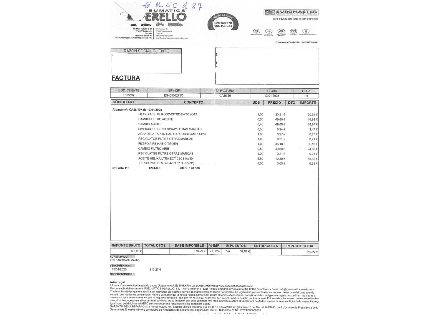 Foto del mantenimiento del Peugeot Traveller Peugeot Traveller BlueHDi 115 Business Standard (115 CV)