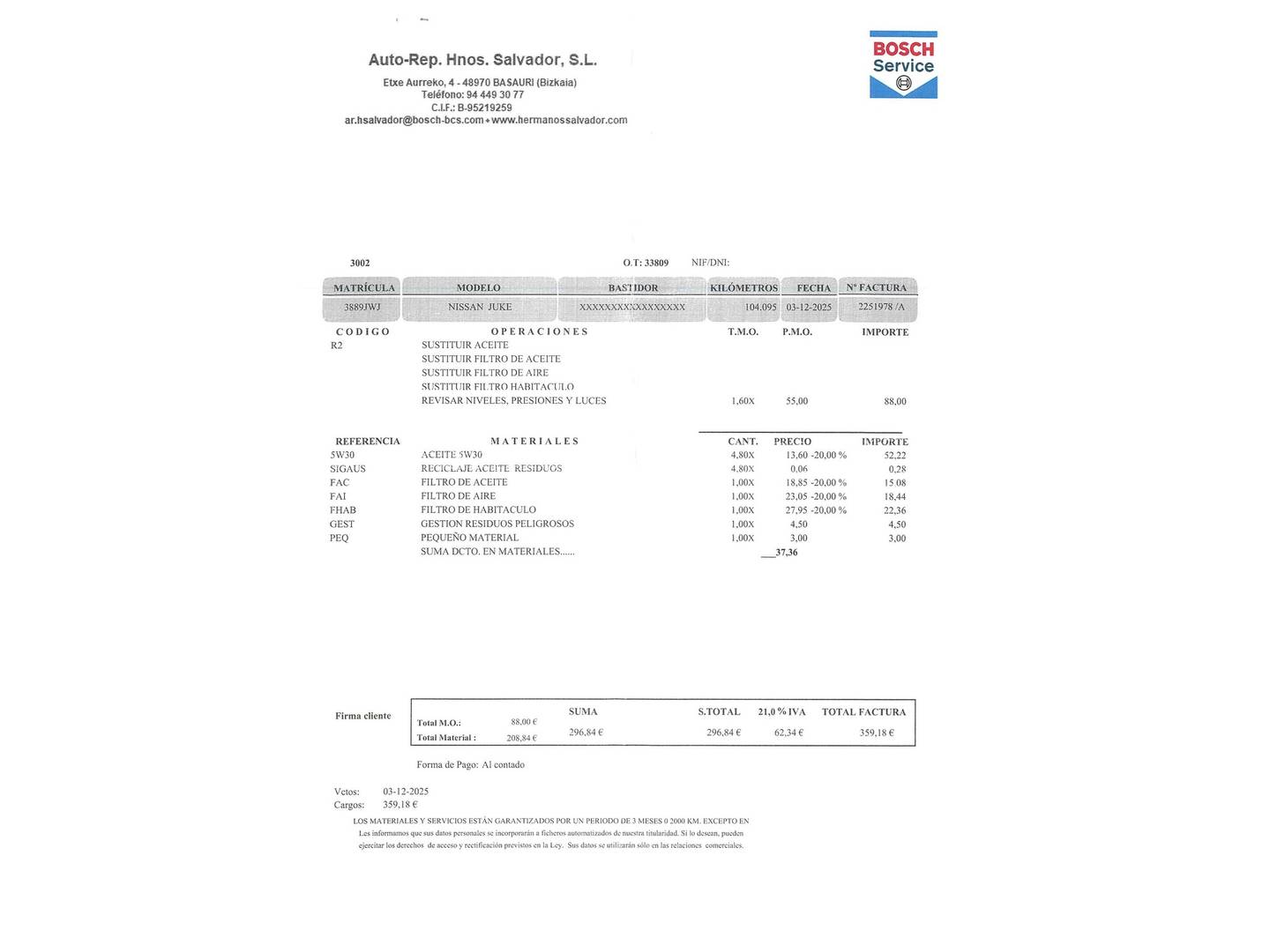 Foto del mantenimiento del Nissan JUKE Nissan Juke DIG-T Acenta (115 CV)