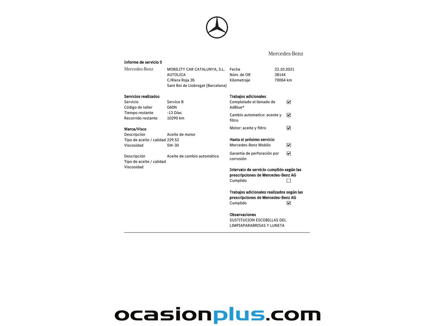 Foto del mantenimiento del Mercedes Clase A Mercedes Clase A 200 d AMG Line (136 CV)
