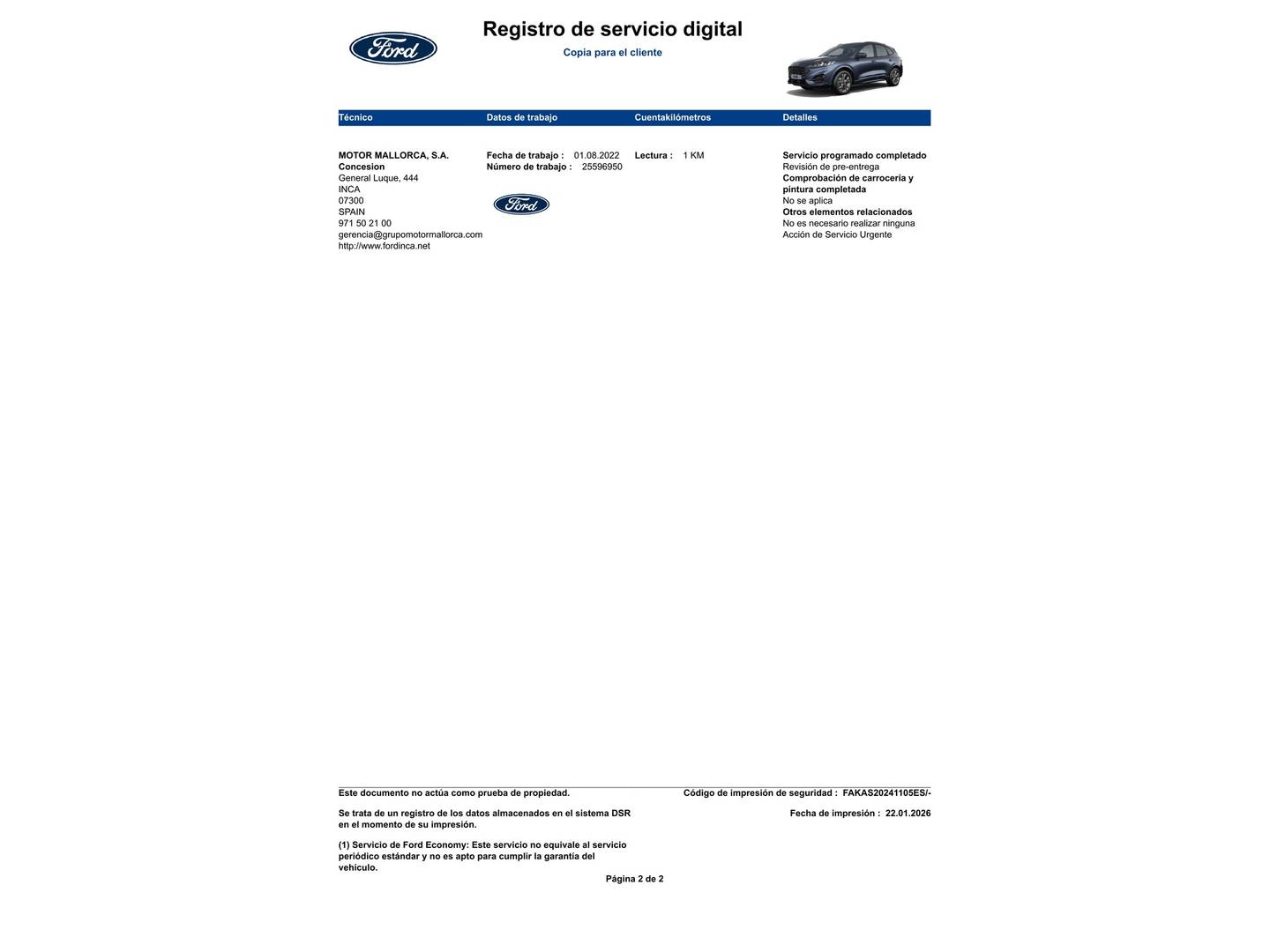 Foto del mantenimiento del Ford Kuga Ford Kuga 1.5 EcoBlue ST-Line (120 CV)