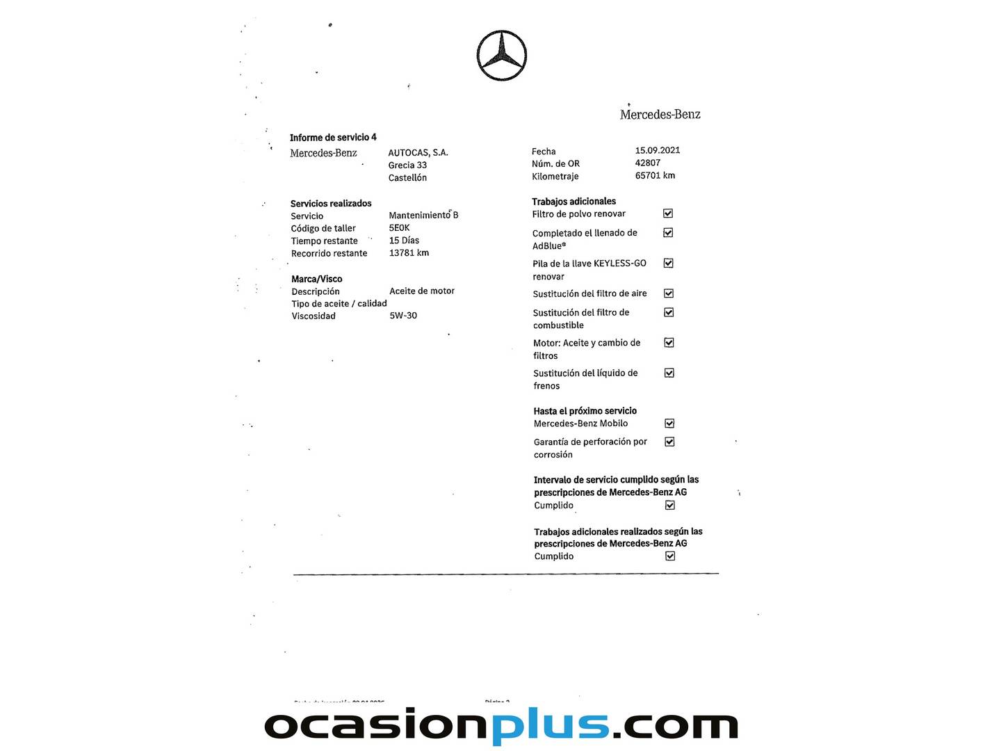 Foto del mantenimiento del Mercedes CLA Mercedes CLA Shooting Brake 200 d (136 CV)