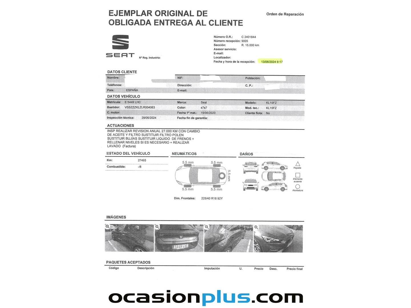 Foto del mantenimiento del Seat León SEAT León 1.5 eTSI S&S FR Launch Pack L DSG (150 CV)