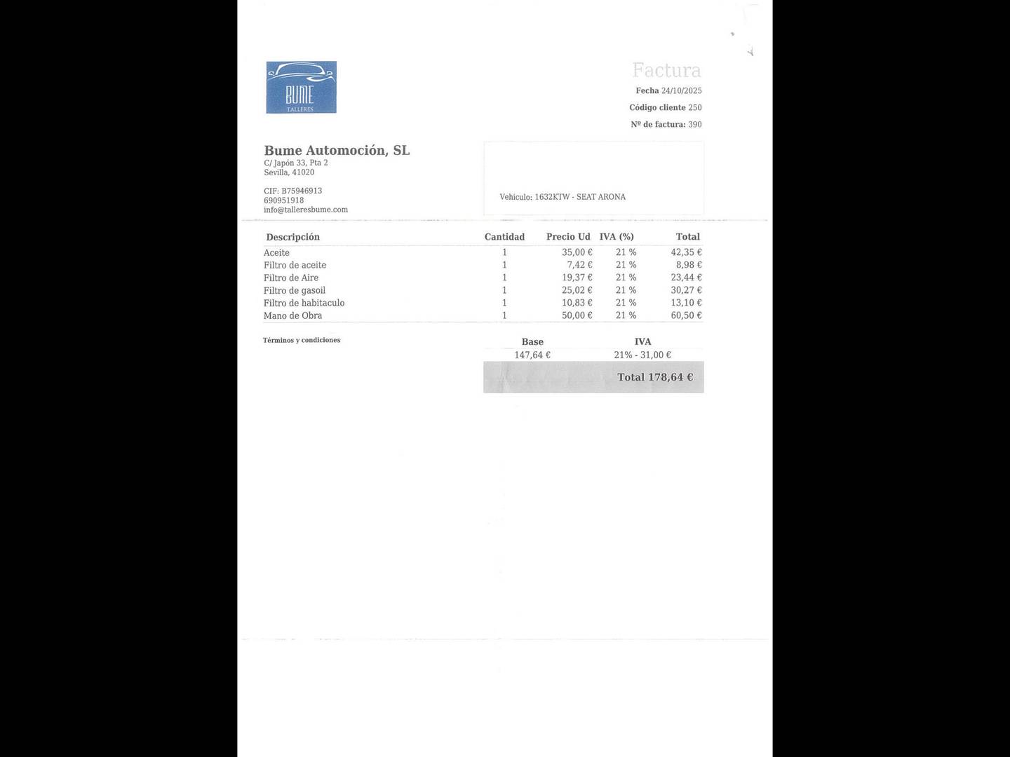 Foto del mantenimiento del Seat Arona Seat Arona 1.6 TDI Ecomotive S&S Style (95 CV)