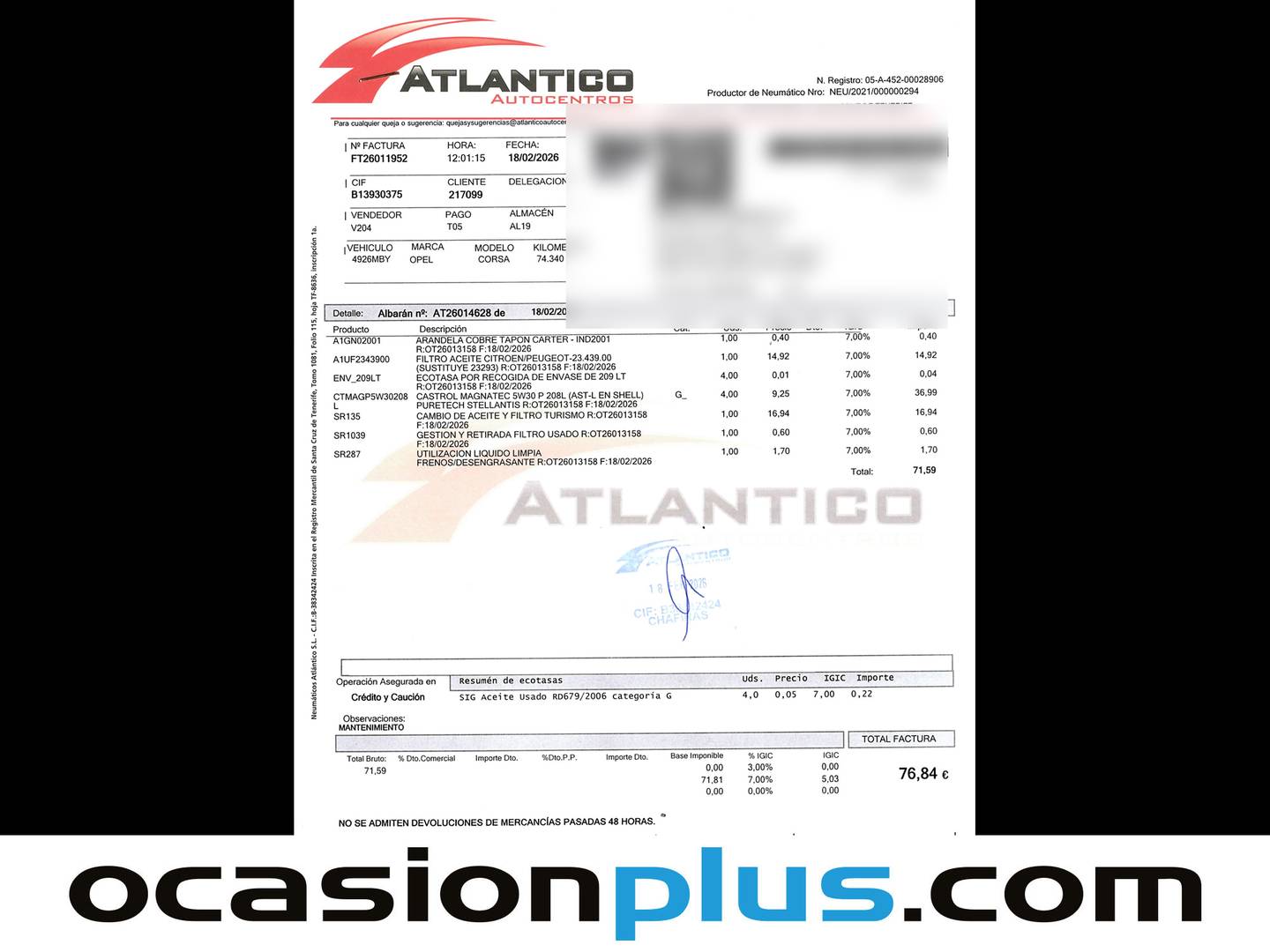 Foto del mantenimiento del Opel Corsa Opel Corsa 1.2 XEL S&S Edition (75 CV)