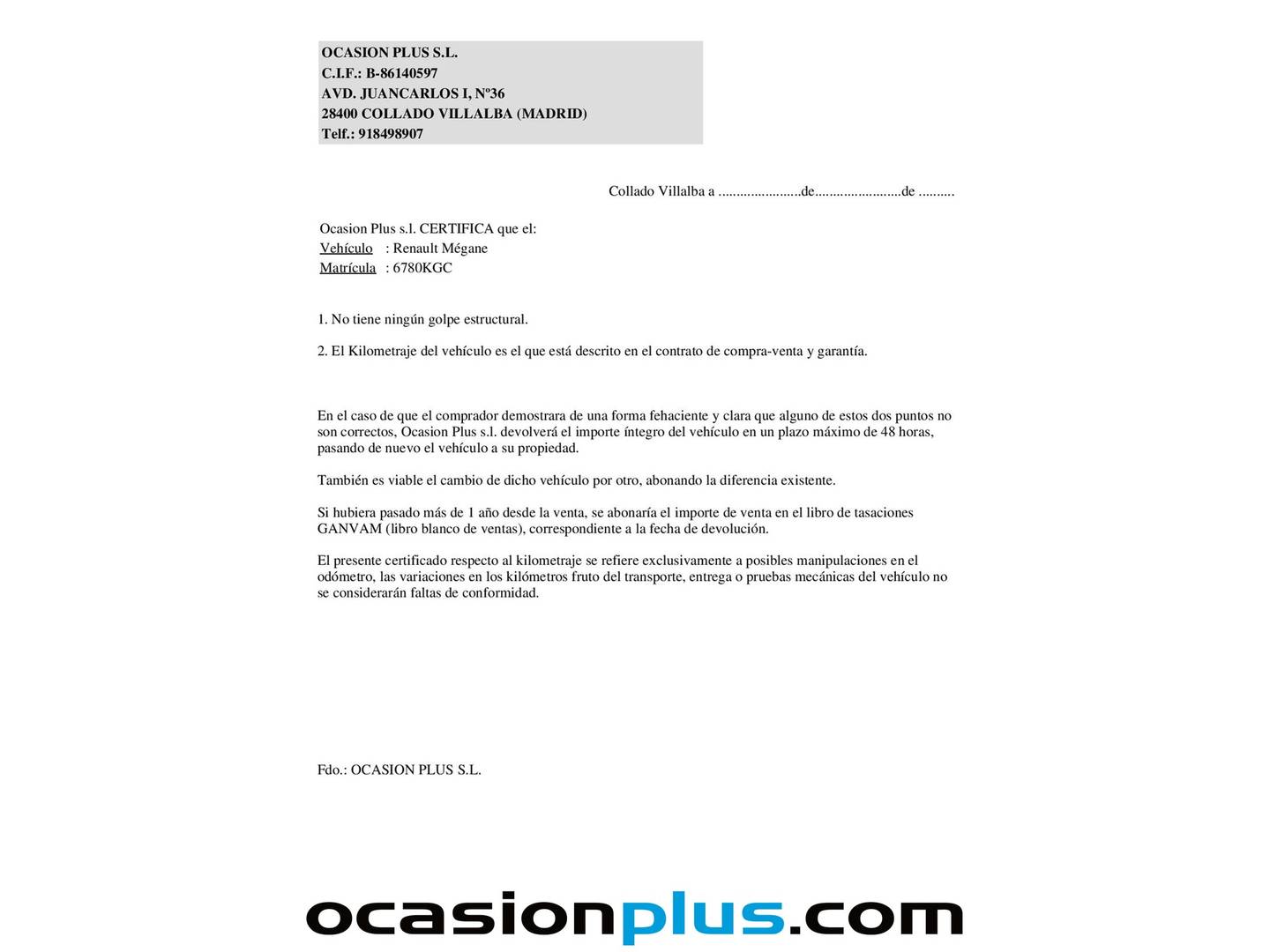 Foto del certificado del Renault Mégane Renault Megane GT Energy TCe (205 CV) EDC